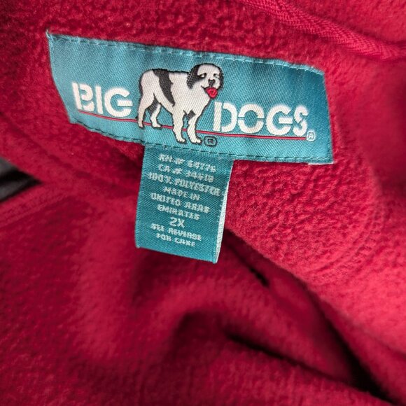 Vintage Big Dogs Red and Gray Fleece 1/4 Zip Pullover Jacket Men's 2XL - Picture 9 of 14